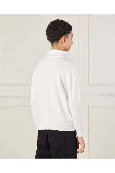 REDTAG Senior Boys White High Neck Pull Over