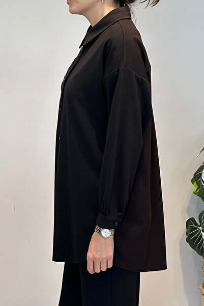 Lale Butik Leather Embroidery Detail Tunic 19320 Black