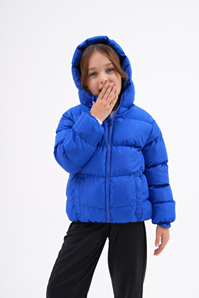 Neşeli Butik Fete Băieți Copii albastru cobalt Jachetă impermeabilă cu fleece interior NBRBC014