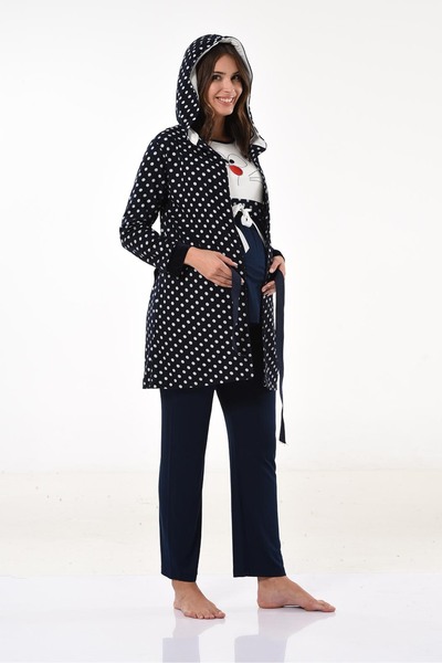 Miss Dünya Lissa Set de pijamale pentru gravide și postpartum, cu model cu bu...