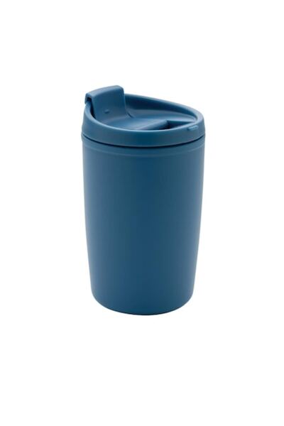 RONIC Coffee mug with lid, Ronic, made from recycled plastic, 300 ml, blue