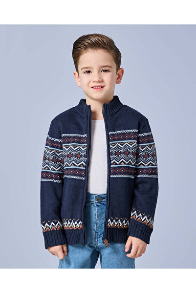 REDTAG كارديجان محبوك باللون الأزرق البحري للأولاد