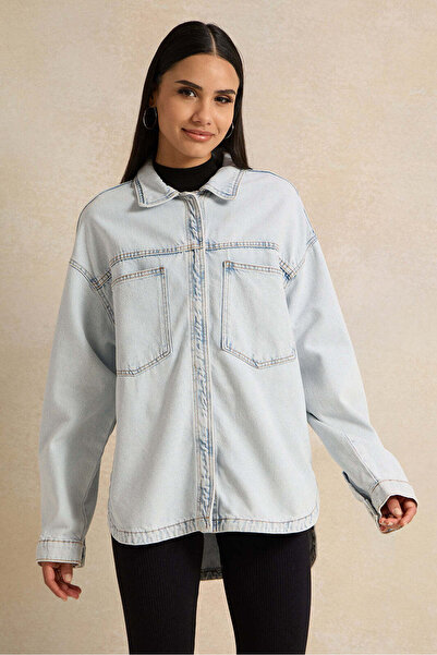 REDTAG Women Blue Oversize Denim Jacket