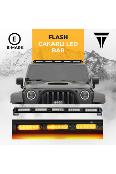 C9 90cm 6LED Kumandalı 5 Fonksiyonlu Sarı-Beyaz Off Road LED Bar