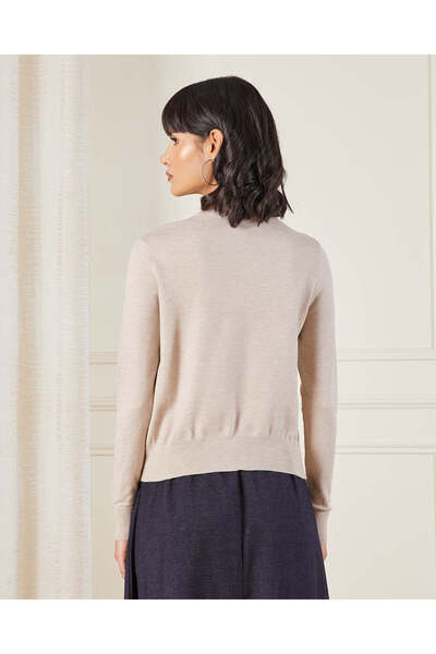 REDTAG Women Beige Knit Top with Button Front