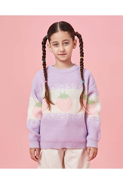 REDTAG بلوفر جاكار بلون الفراولة والليلك للبنات