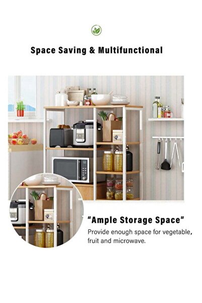 ZUIHAO ركن قهوة مكون من 4 طبقات، خزانة قهوة، رف تخزين للمطبخ، حامل فرن ميكروويف، رف منظم للتوابل