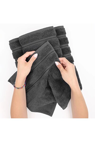 DAVEZA Set of 6 Premium Daveza Towels, 600 GSM, 100% Turkish Cotton, Dark Grey