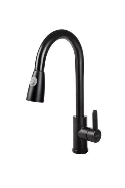 MegaVitrin Venezia Inox Stainless Steel Spiral Kitchen Faucet Black Brushed F...