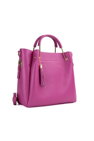 Posete Fagaras Bryna Leather Purse - Fuchsia, Casual Bag Made of Genuine Leat...