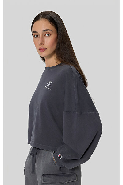 Champion Icons Plush Wash Long Sleeve T-Shirt Gray Women's T-Shirt - 118022-Vs517