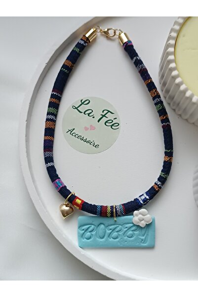 La fee aksesuar Mavi Küçük Irk Köpek Künye Kedi Tasma İsimli Charm Kolye çiçek kalp