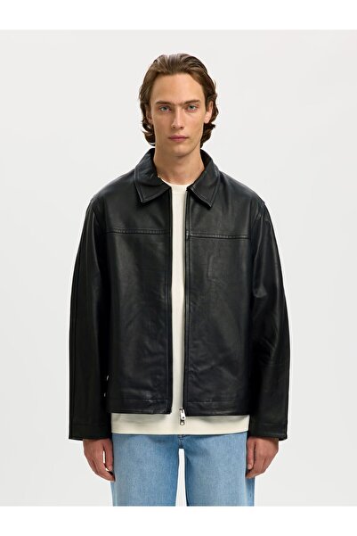 SELECTED Lederjacke Reißverschluss