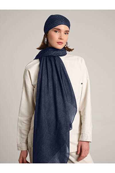 Ayshara شال شيراز المجمع من مجموعة الألوان الدخانية الزرقاء ذو الوجهين