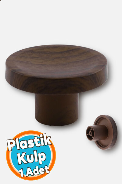 NZB Bohem Tek Vidalı İç Bükey Plastik Düğme Kulp Kestane Kahvesi Renk Mobilya...