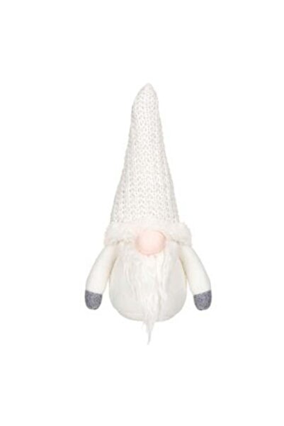 Silver Star Decorative Christmas Gnome Figure with White Hat 25 cm