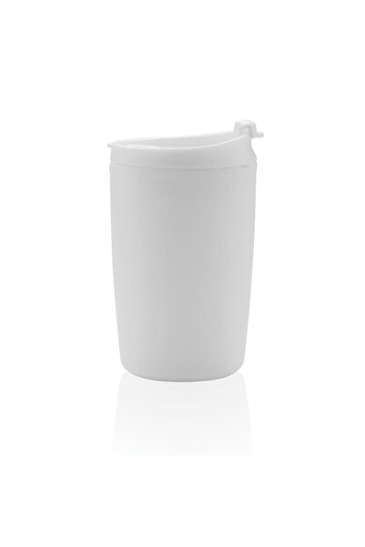 RONIC Coffee mug with lid, Ronic, made from recycled plastic, 300 ml, white