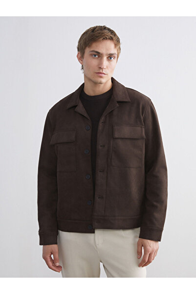 LC Waikiki Vizyon Yeni Sezon Standart Kalıp Gömlek Yaka Süet Erkek Mont