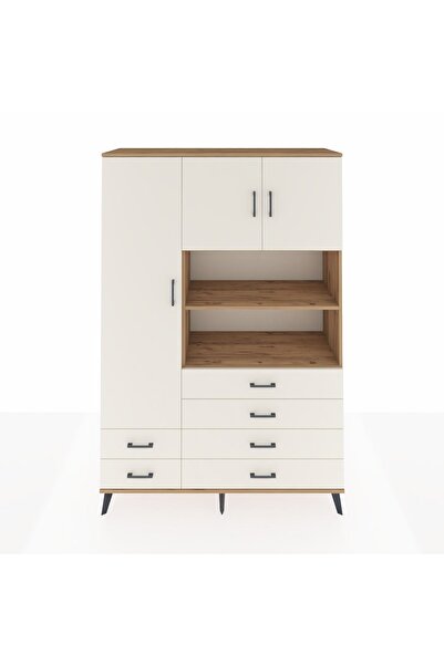 Dienni Hyperion Dolap 8 Raflı 6 Çekmeceli 3 Kapaklı 132x44x195 Çam-Aytaşı/Aytaşı