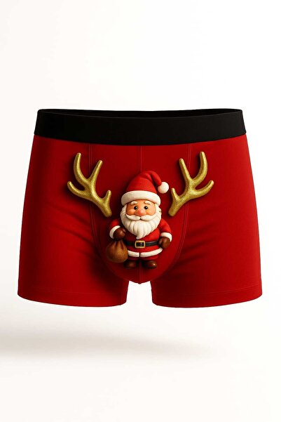 Onudabunuda Baskılı Erkek Boxer (Yılbası5 Kırmızı)