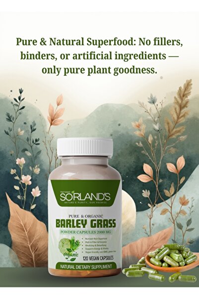 Sorland s Organic Barley Grass Capsules – 120 Vegan Capsules Pure & Natural Green Superfood