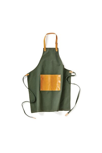 VINGA Asado kitchen apron by of Sweden, vegan leather, front pocket, khaki