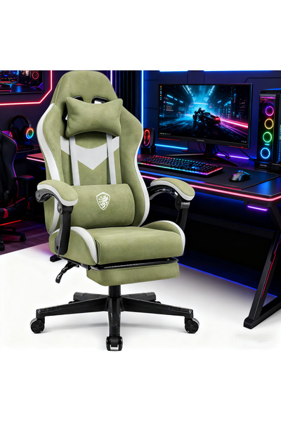 Gogoya gaming Chair - Ergonomic Reclining Office Computer Desk Chair with Footrest (Green)