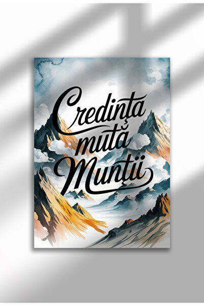 21mxm Unframed Religious Canvas Poster in Romanian - Digital Print - Faith Moves Mountains