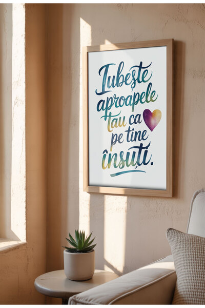 21mxm Unframed Religious Canvas Poster in Romanian - Digital Print - Iubeste Aproapele Tau