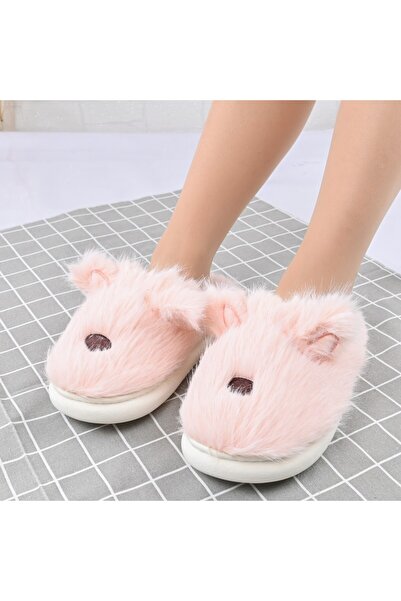 Tmall Women's Fluffy Slippers,With Rabbit I,With Fur,TM1PD1069,Pink
