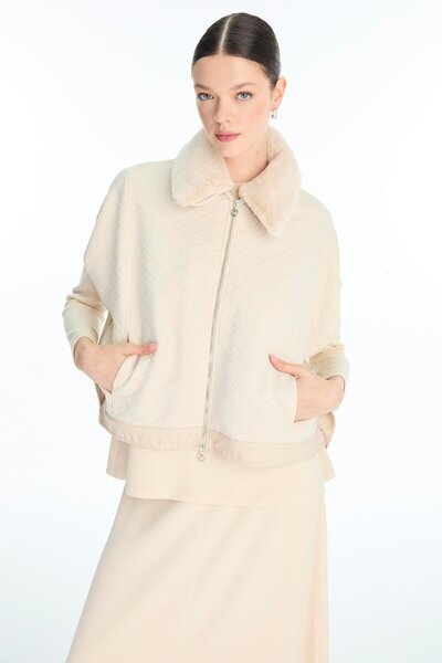 Zühre Plush Collar Zippered Vanilla Triple Combination Suit Tk-1696