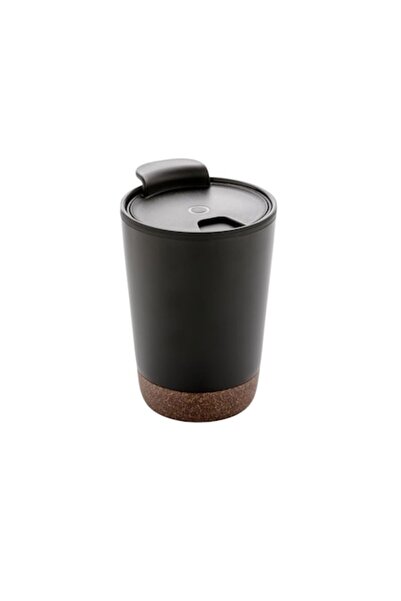 RONIC double-walled coffee mug, stainless steel exterior, cork base, 300 ml, black