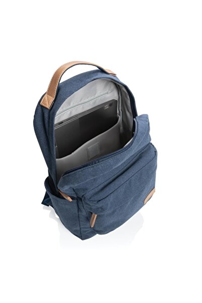 RONIC Casual backpack, Ronic, made of recycled cotton, for 14" laptop, 43 x 13 x 29 cm, navy blue