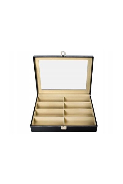 zola Storage box for 8 glasses, leather, black