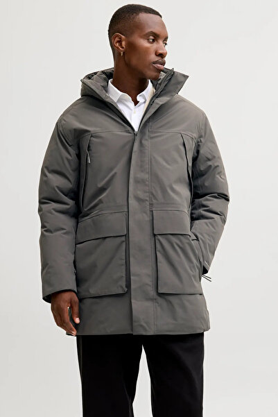 Jack & Jones Men's Jprccmoon Waterproof Hooded Coat 12280904 Smoked