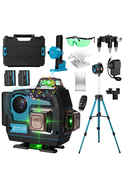 WAKYME 360 Self Leveling Laser Level with Bluetooth Speaker, 4x360° 4D Green ...