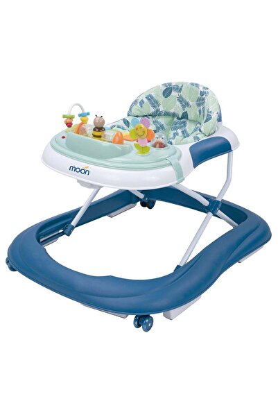 Moon عربة تشيس ووكر - من 6 إلى 18 شهرًا، صندوق موسيقى قابل للإزالة، مقعد مبطن، إطار معدني - أزرق - MNNWKMT05