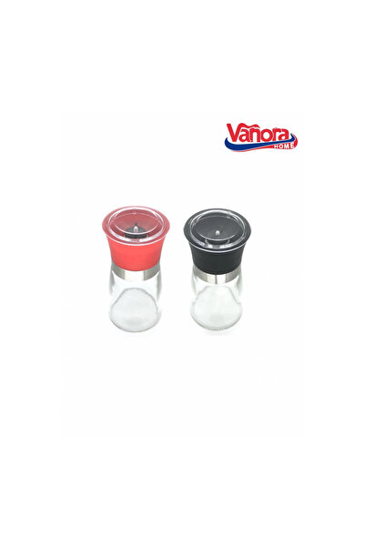 vanora Set of Two Ceramic Salt & Pepper Grinders 13.5 cm, Red/Black, Home