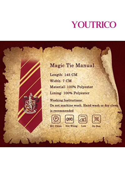 Youtrico Harry Potter Style Vintage Striped Tie – Gryffindor, Slytherin, Ravenclaw, Hufflepuff Style
