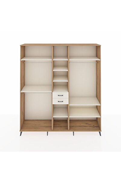 Dienni Hyperion Dolap 10 Raflı 2 Çekmeceli 3 Askılı 220x44x243 Çam-Aytaşı/Aytaşı