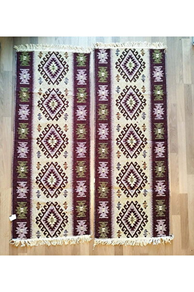 OEM 1+1 Traditional rugs, 60 x 150 cm, brown and cream, ROMB pattern