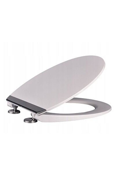 SEPIO Capac WC inchidere silentioasa, duroplast alb, aplicatii gri, placa antibacteriana,