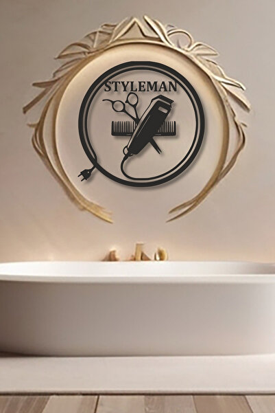 Grandmix Kişiye Özel İsimli Metal Berber Salon Duvar Dekoru Metal Kuaför Tabe...