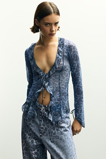 Pull & Bear Leopar desenli volanlı top