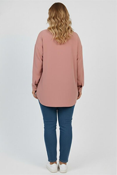 Koza Butik Women's Plus Size Sequin Embroidered Long Sleeve Shirt 1985-26