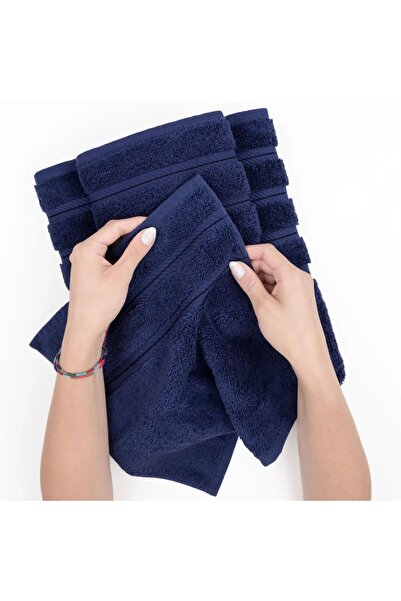 DAVEZA Set of 6 Daveza Premium Towels, 600 GSM, 100% Turkish Cotton, Navy Blue