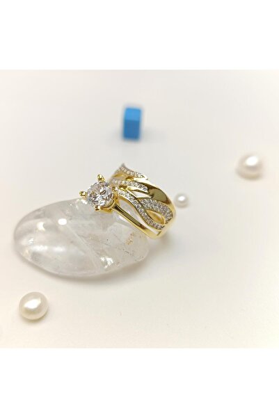 Altınofisi Bitişik Alyans Tek Taşlı Yüzük 14 Ayar Altın HD VİDEOLU