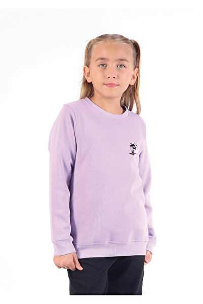 Rekormoda Φούτερ για κορίτσια 3-συσκευασία Σκούρο μπλε-λιλά-εκρού 3-κλωνωμένο επένδυση fleece Sweatshirt B με τύπωμα 5-14 ετών