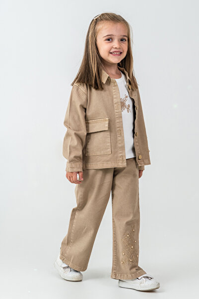 kinderos Girl's 3-Piece Set with Pearl and Floral Embroidery - 26K 6367