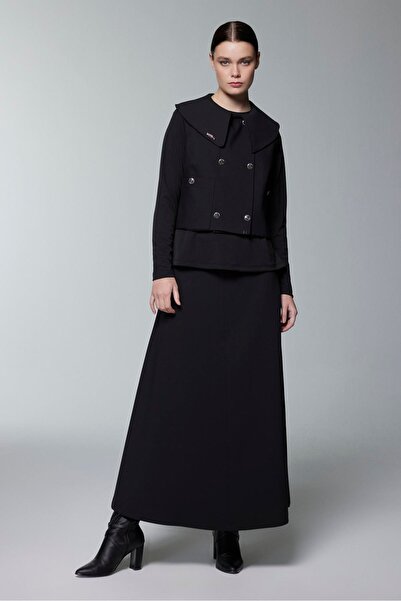 Zühre Black Triple Combination Set with Accessory and Button Detail Tk-1371